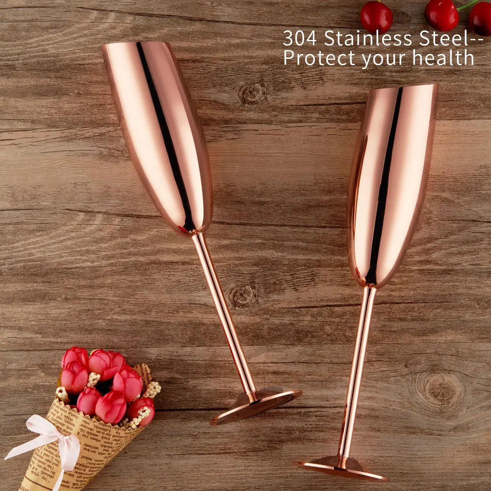 2 Pcs Stainless Steel Tall Champagne & Martini Glass Set for Cold Drinks