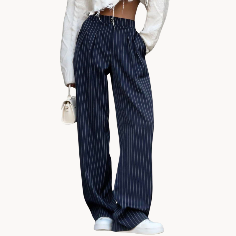 Isalie | Chic Pinstripe Pleated Design Women's Pants