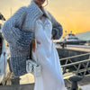 Women’s Knitted Sweater Jacket | Subtle Sequin Detail | Lightweight Soft Fabric | Beige or Sky Blue