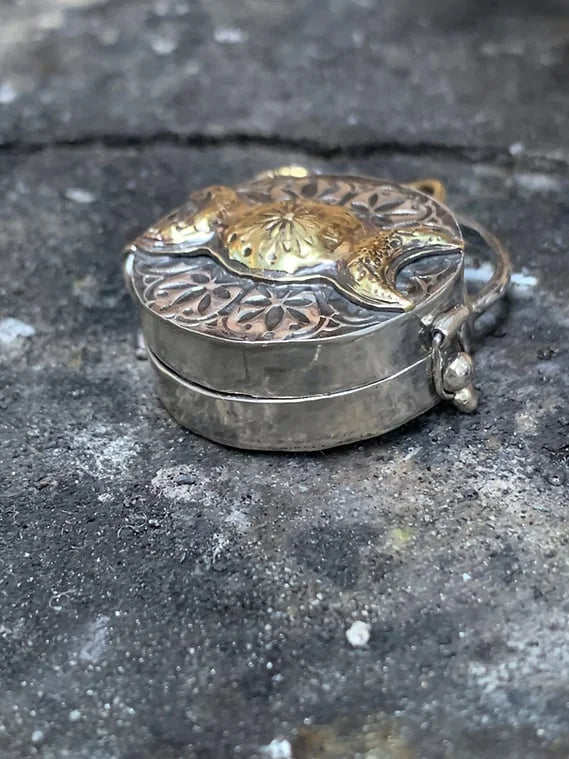 Silver Locket Necklace | Triple Moon & Tree of Life | Keepsake with Quartz Crystal