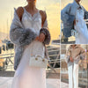 Women’s Knitted Sweater Jacket | Subtle Sequin Detail | Lightweight Soft Fabric | Beige or Sky Blue