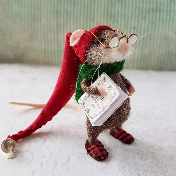 Handmade Felted Mouse Decoration | Eco-Friendly Wool | Holiday Ornament & Gift