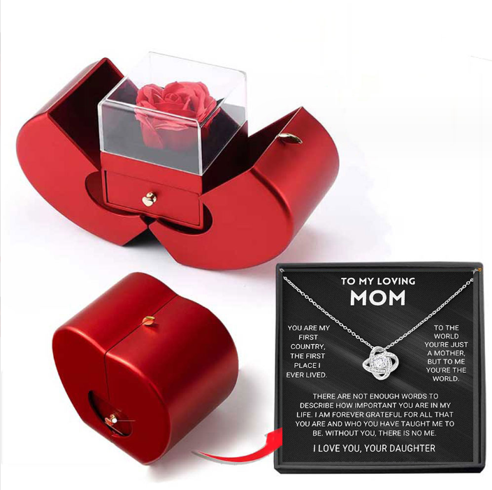 Rose Apple Jewelry Box™ | With Eternal Rose Necklace.