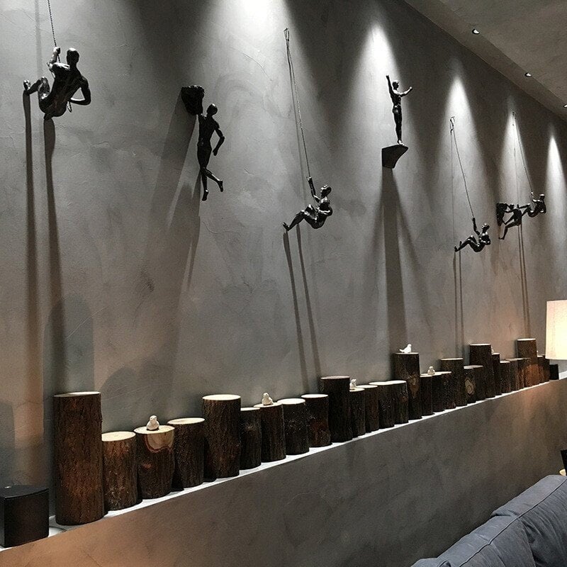 Wall Climbing Man Sculpture | Modern Resin Wall Art Decor | Creative Hanging Statue