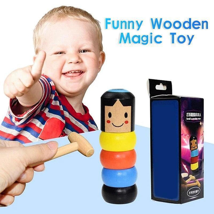 Magic Wooden Man Toy | Unbreakable Trick Figure | Classic Educational Play | 10cm