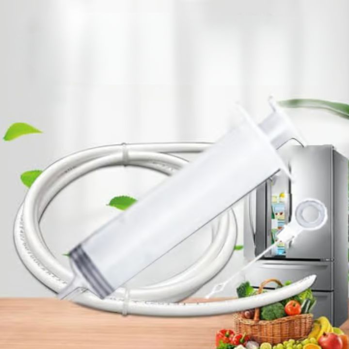 Refrigerator Drain Cleaning Kit | Flexible Brush & Spray Tool | Stainless Steel & Nylon