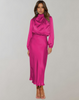 Long Sleeve Satin Dress