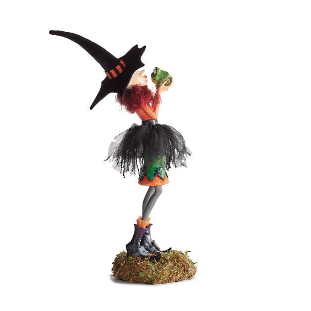 Halloween Witch Figurine | Handcrafted Resin with Realistic Hair | Collectible Tabletop Decoration | 18 in