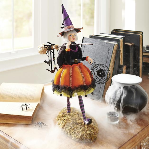 Halloween Witch Figurine | Handcrafted Resin with Realistic Hair | Collectible Tabletop Decoration | 18 in