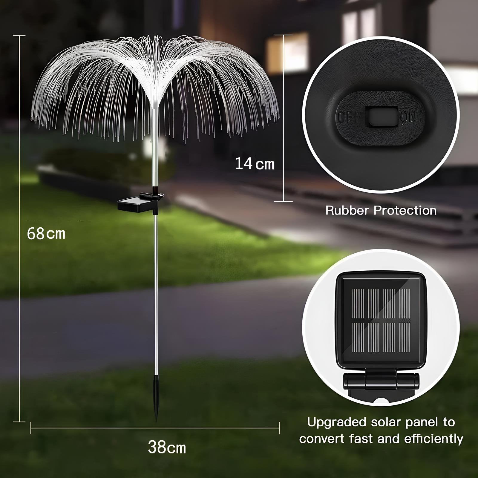 Solar Garden Lights | Jellyfish Design with Color-Changing & Warm White Modes | 75cm