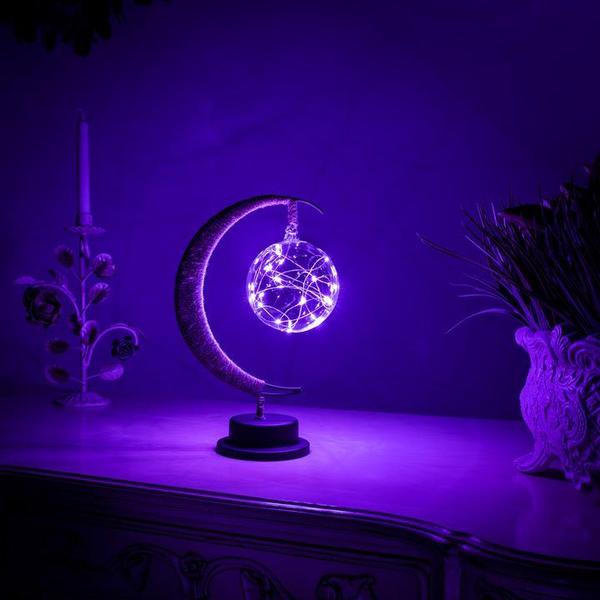 Crescent Moon LED Lamp | Handcrafted Metal Base | Soft Adjustable Glow