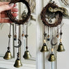 Witch Bell Hanging Decor | Boho Rustic Design | Rattan & Metal | 11.8 in