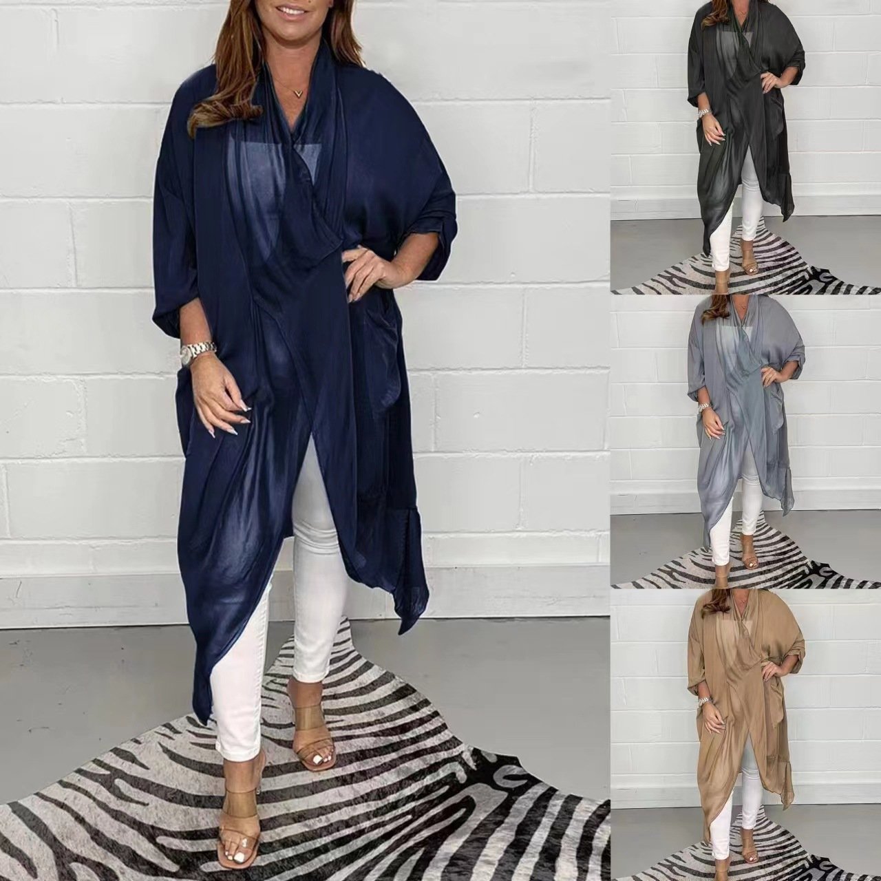 Women’s V-Neck Top | Loose Fit | Flowing Silky Fabric | Elegant Casual Blouse