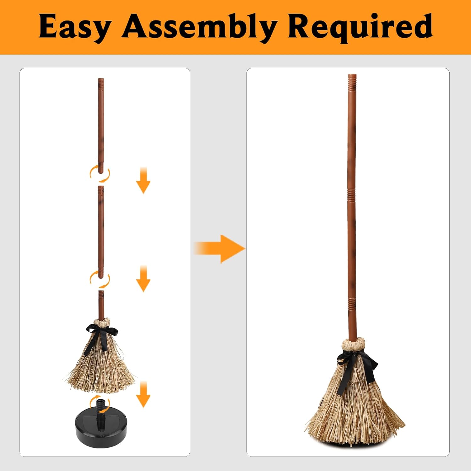 Halloween Witch Broom Decoration | Sound & Motion Activated | Floating Cackle Prop