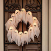 Halloween Ghost Wreath | LED Light-Up Design | Battery Operated | Indoor & Outdoor Decor