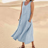 Avencea | Sleeveless Dress Made of 100% Cotton and Linen for Women