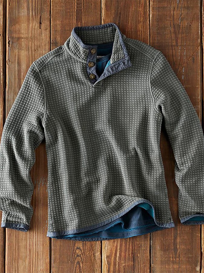 Men’s Casual Shirt | Stand Collar | Long Sleeve | Solid Color | Spring/Autumn