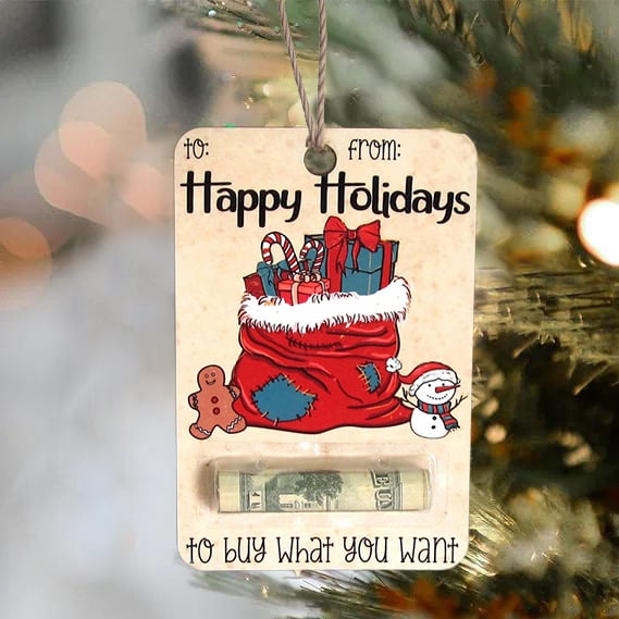 Christmas Money Holder Ornament | Wooden Hanging Decoration | Handcrafted Holiday Gift Surprise
