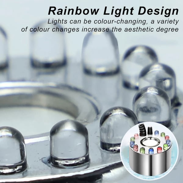 Ultrasonic Fog Maker | LED Mist Fountain | Smart Water Sensor | Stainless Steel | Halloween & Home Décor