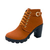 Women’s Chunky Heel Boots | Warm Faux Fur Lining | Non-Slip Sole | PU Leather Design