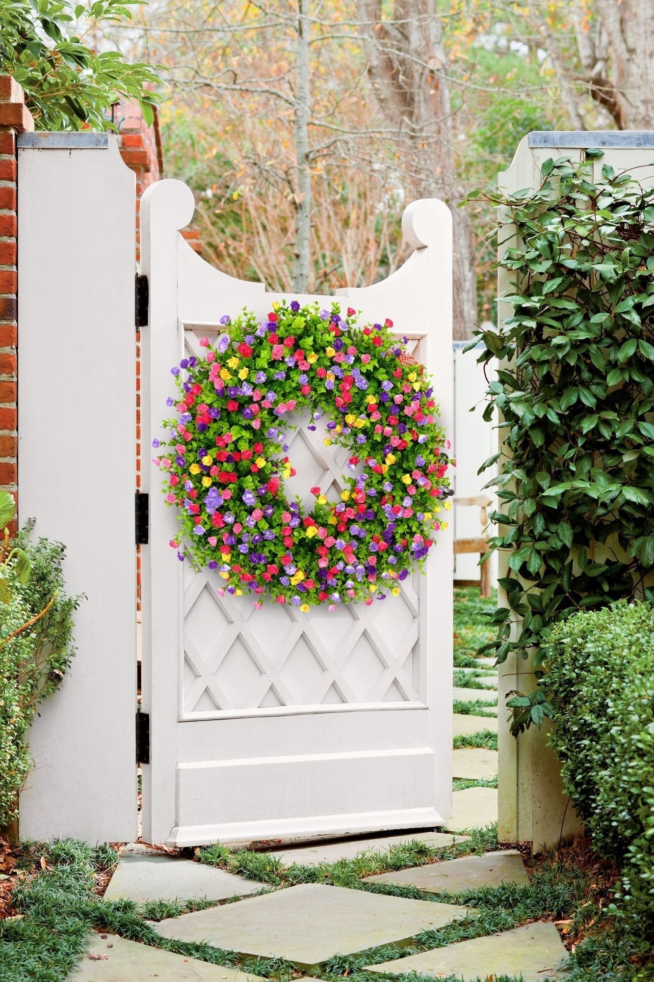 BloomWreath™ Spring & Summer Front Door Wreath | Handmade Floral Grapevine Accent