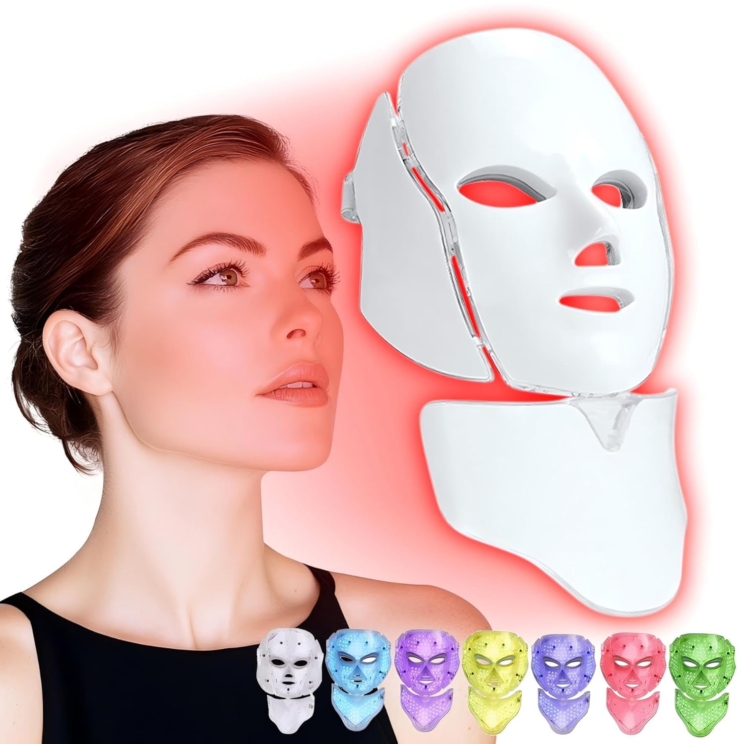 LED Light Therapy Mask | 7-Color Skin Treatment | Wireless Rechargeable