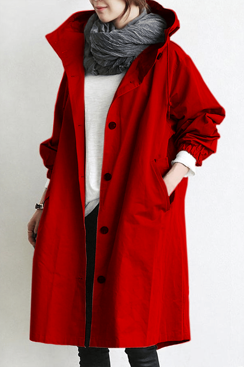 Waterproof women's trench coat with hood