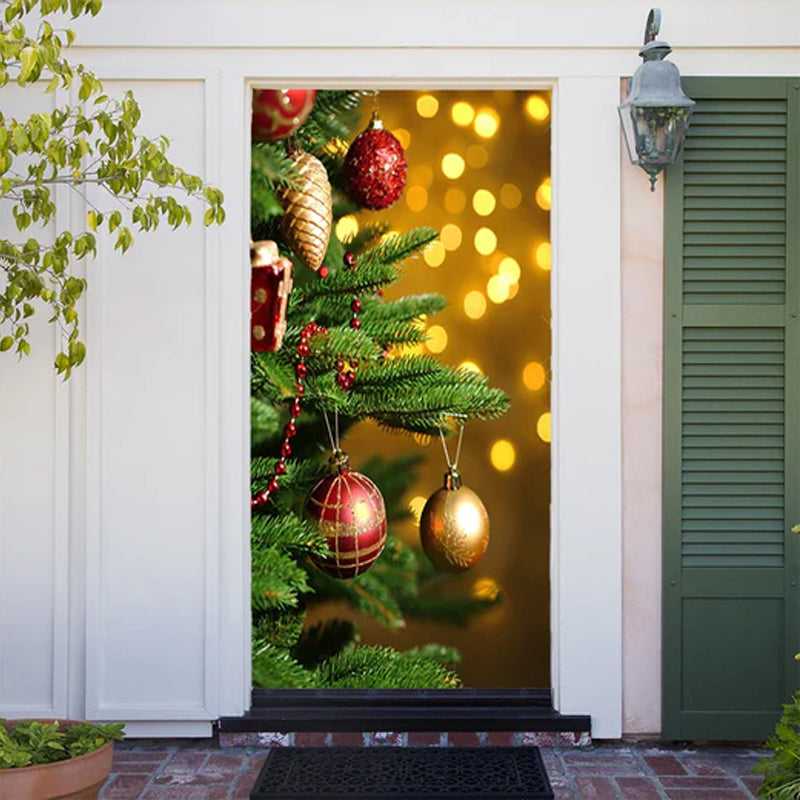 Christmas Door Cover | Fabric Front Door Decoration | Washable & Reusable | 91×203cm