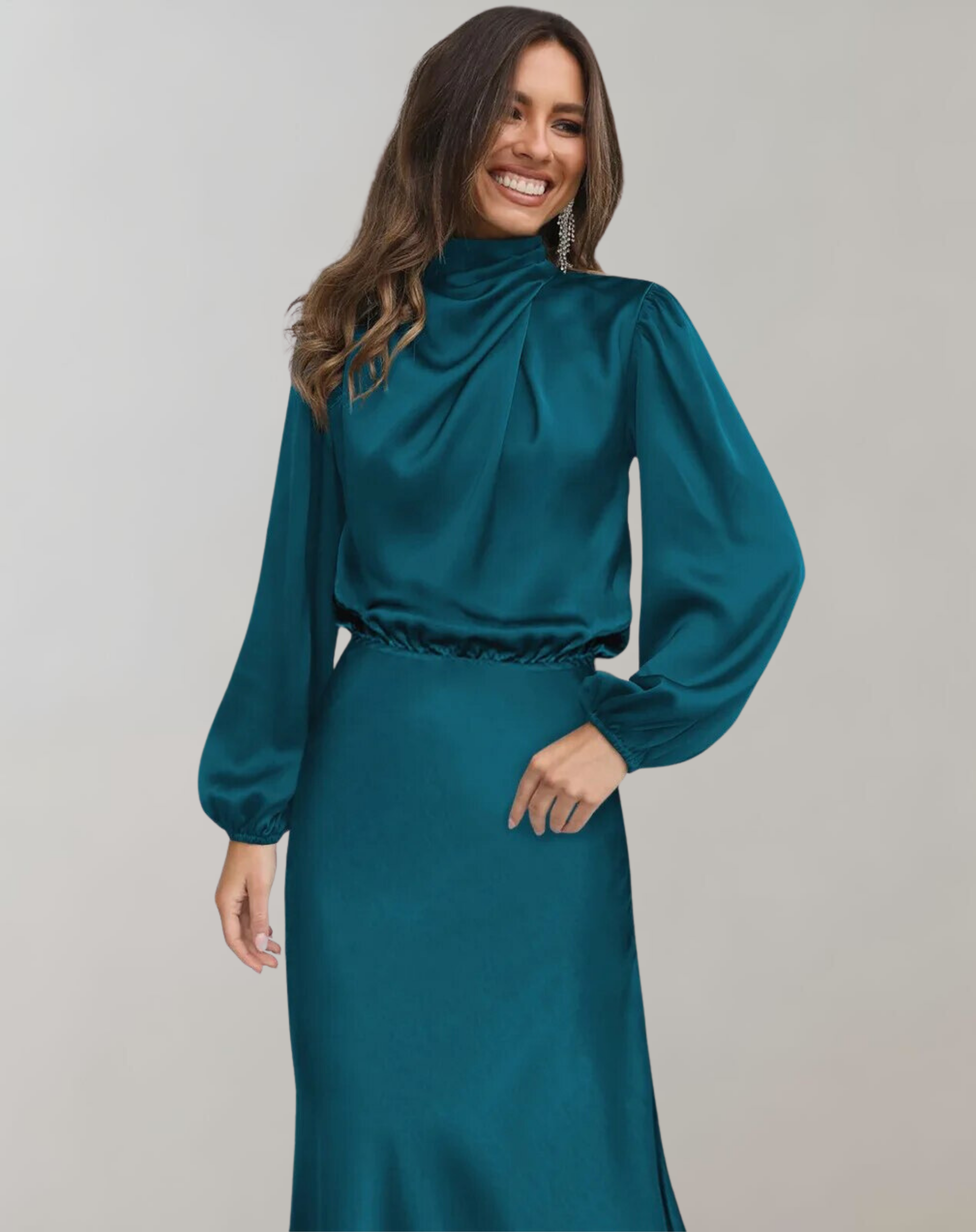 Long Sleeve Satin Dress