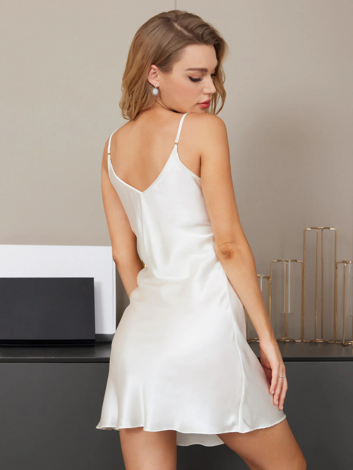 Heidi-Mode | Silk Side Short Nightgown