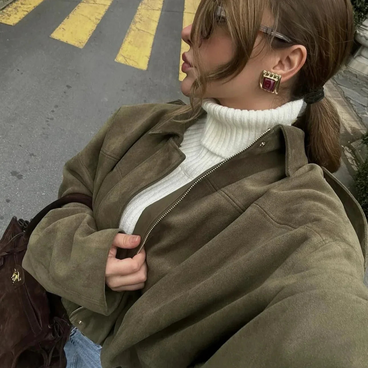 Women’s Oversized Jacket | Faux Suede | Drop Shoulder | Autumn Layer