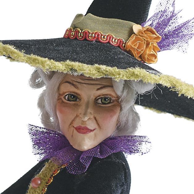 Halloween Witch Figurine | Handcrafted Resin with Realistic Hair | Collectible Tabletop Decoration | 18 in