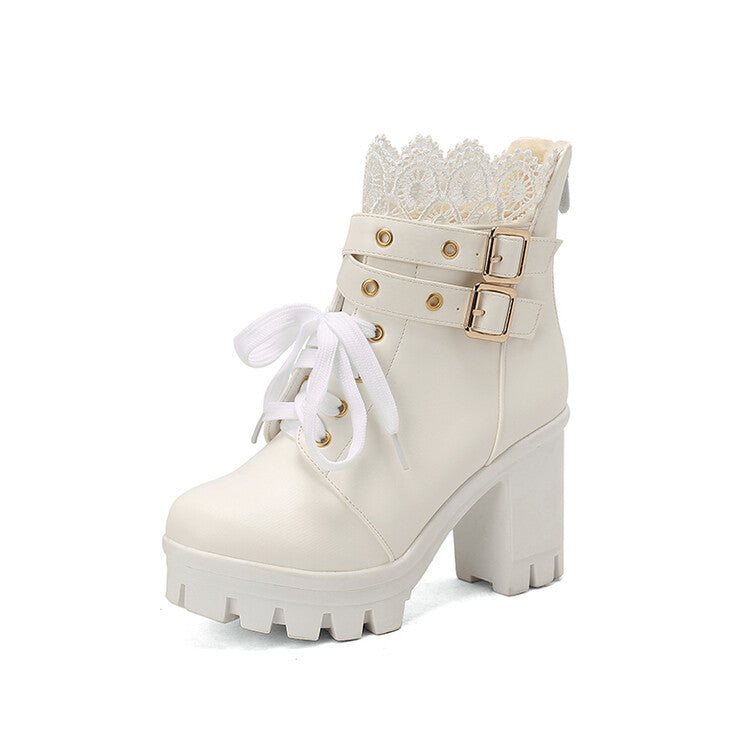Cozenia™ | Fashionable lace-up ankle boots with sturdy heel