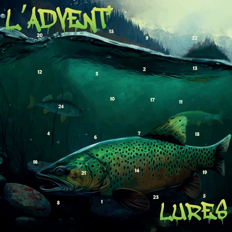 Fishing Advent Calendar | 24 Lure Set | Silicone Baits with Mounts | Gift for Anglers