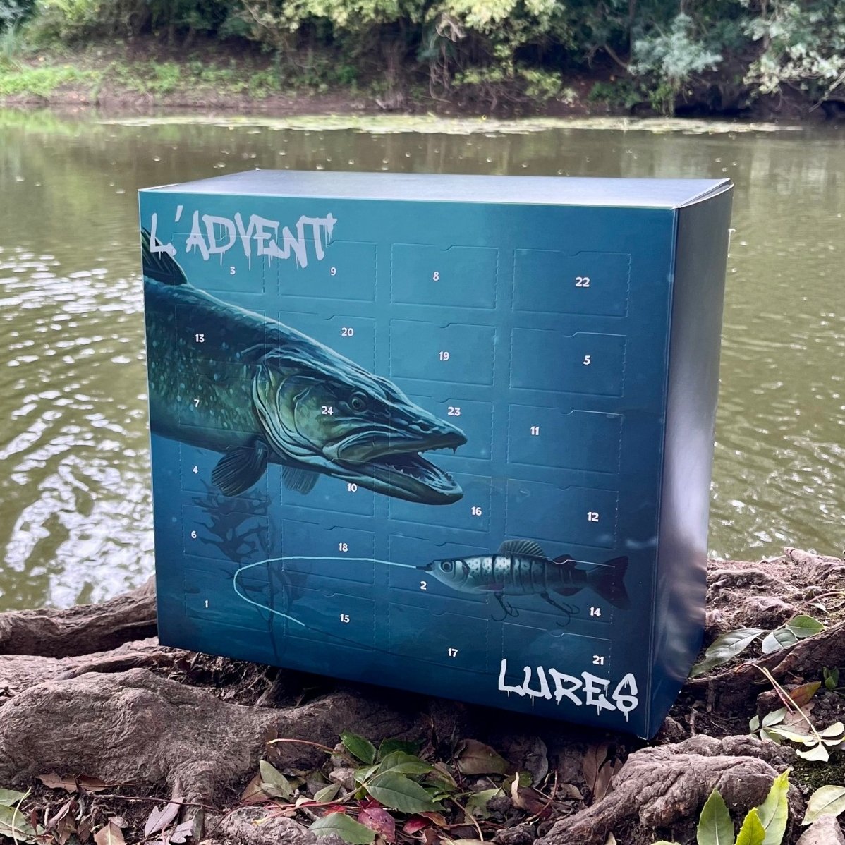Fishing Advent Calendar | 24 Lure Set | Silicone Baits with Mounts | Gift for Anglers