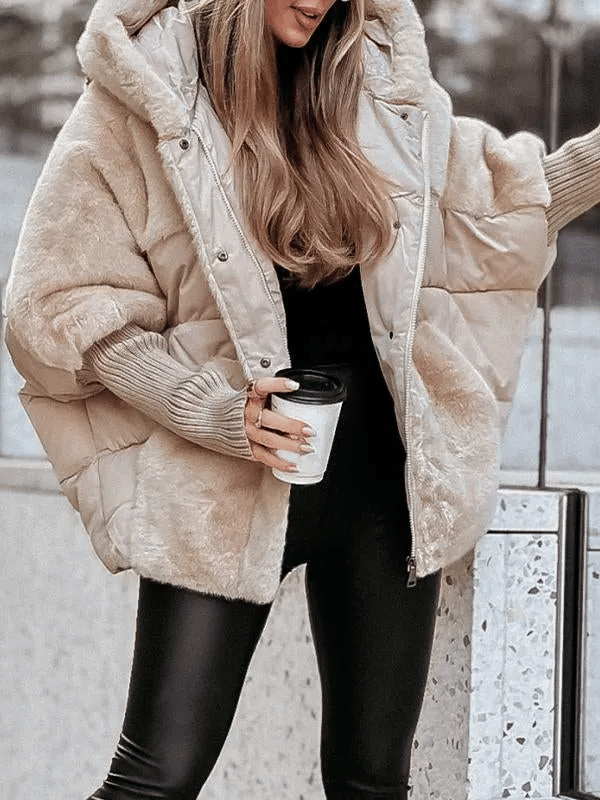 Women’s Winter Jacket | Faux Shearling Coat with Hood | Warm Zip-Up Sherpa Style S–3XL