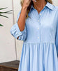 Blaues einfarbiges Maxikleid mit 3/4 Ärmeln