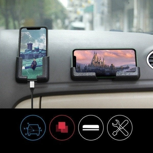 Phone Holder Mount | Adjustable Wall & Car Stand | Strong Adhesive | Universal Fit