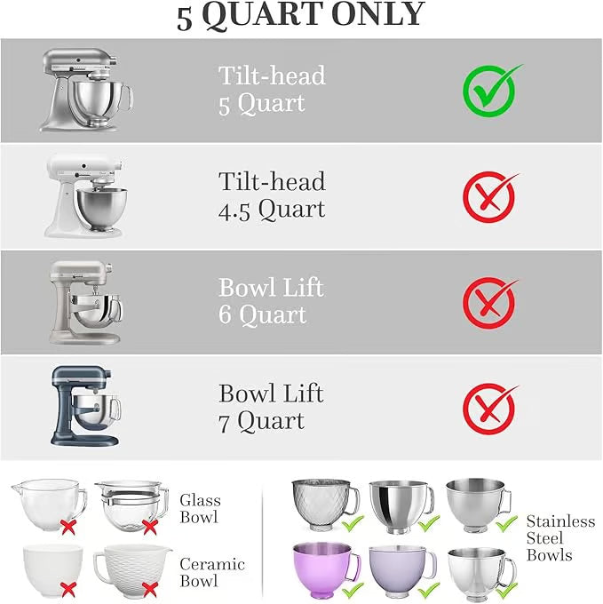 Stand Mixer Silicone Insert | 4.7L Tilt-Head Compatible | Mess-Free Mixing