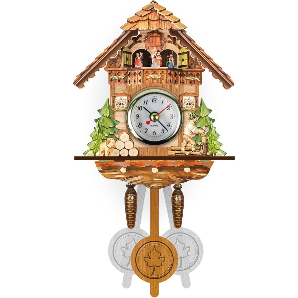 Wooden Cuckoo Clock | Handcrafted Black Forest Chalet | Musical Pendulum Design