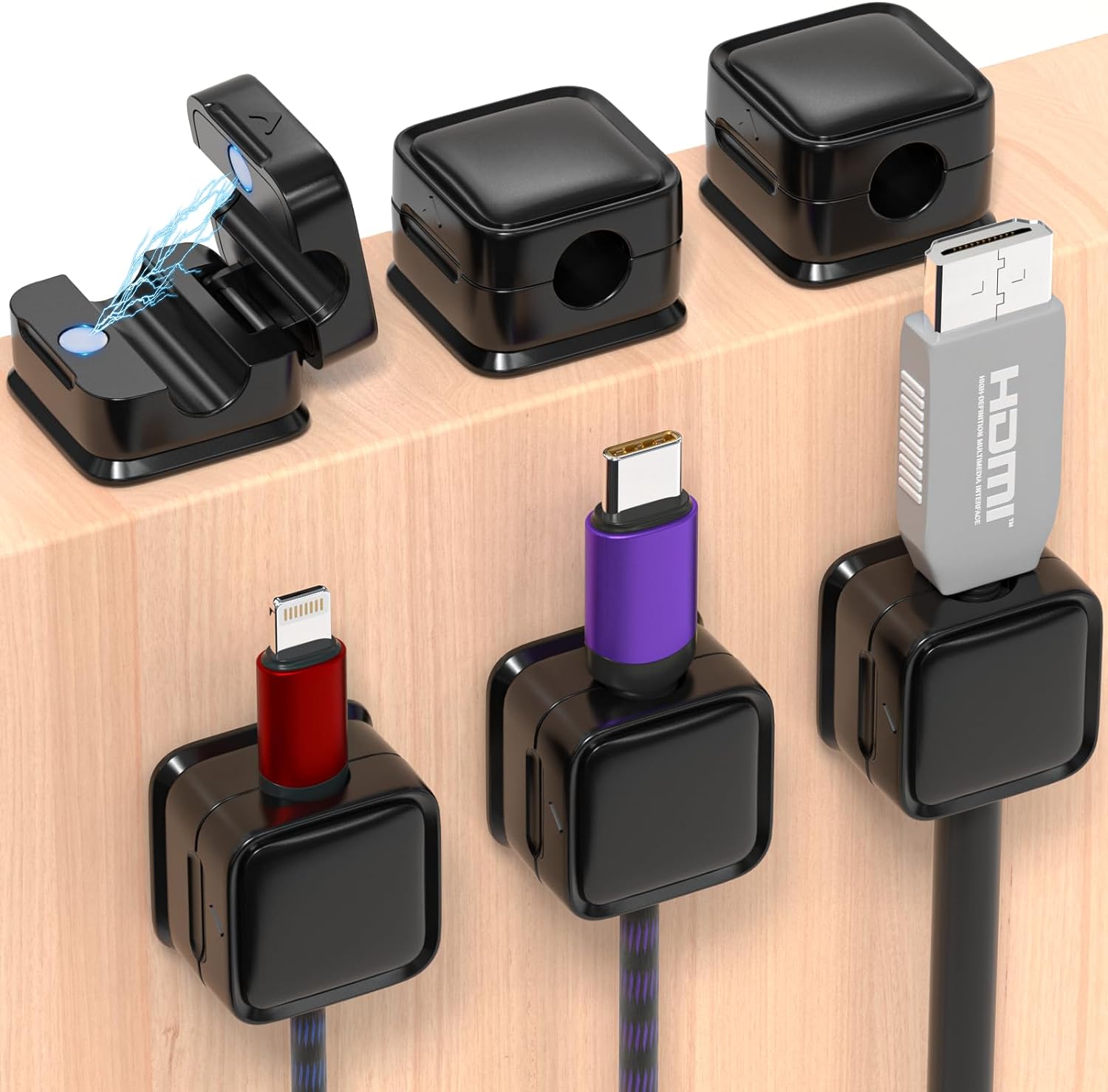 Magnetic Cable Organizer | Desktop Cord Management Hub | Adhesive & Residue-Free