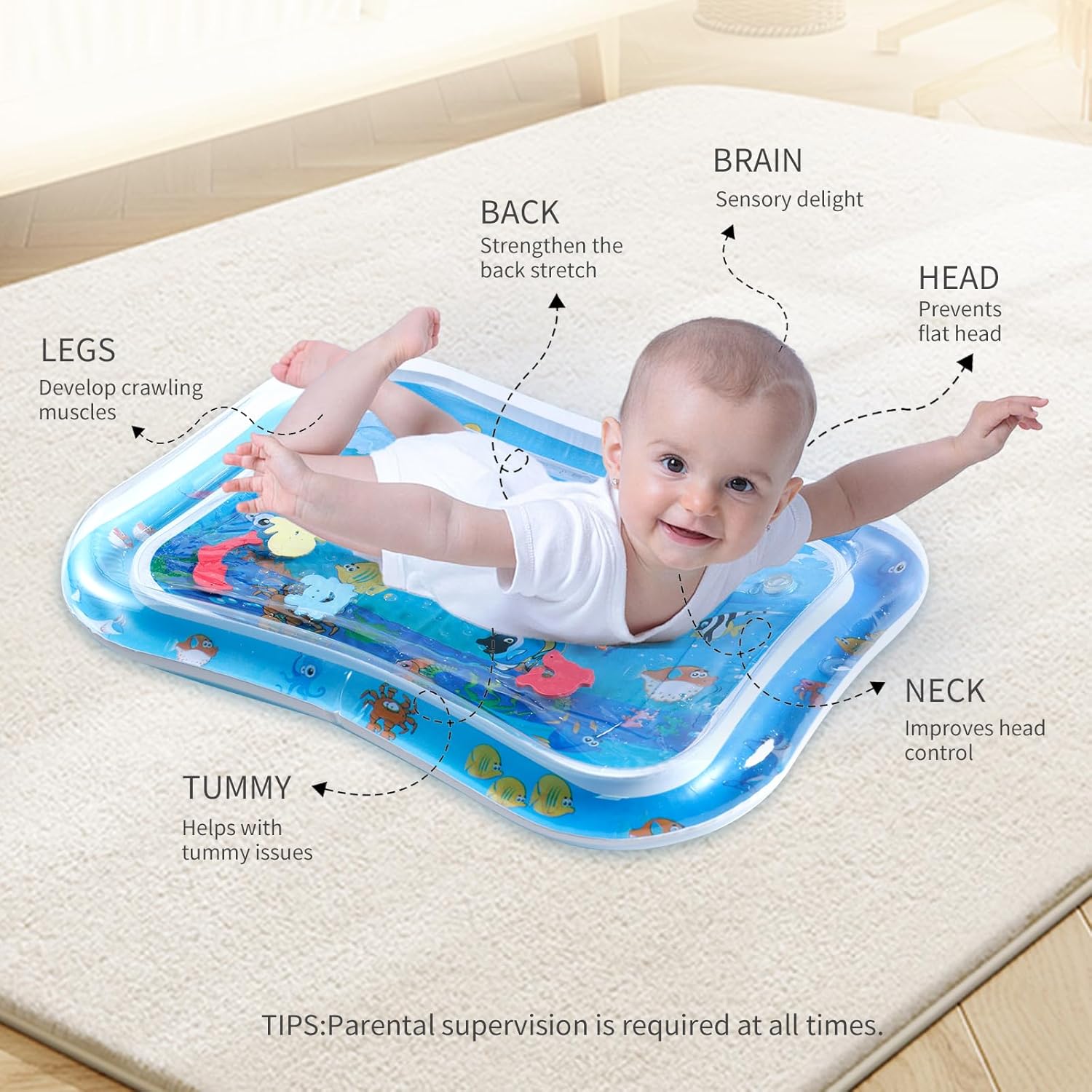 1+1 Free | Baby Tummy Time Water Mat | Developmental Play Cushion | BPA-Free & Safe | TummyRest™