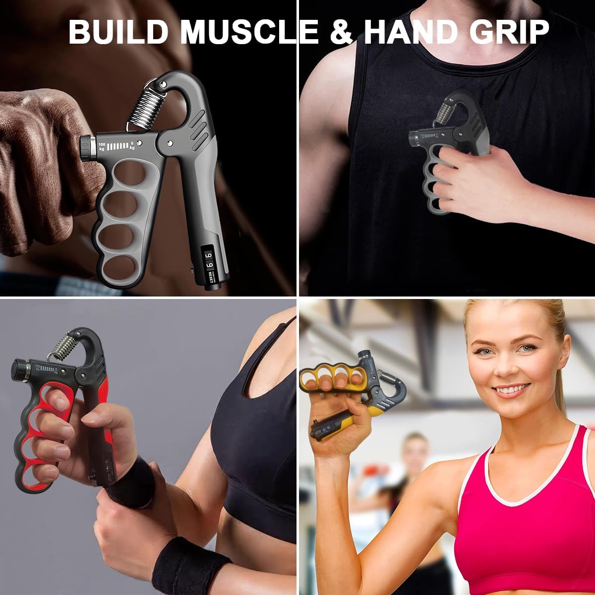 Adjustable Hand Grip Strengthener | 5–100KG Resistance | Rep Counter | Non-Slip Handles