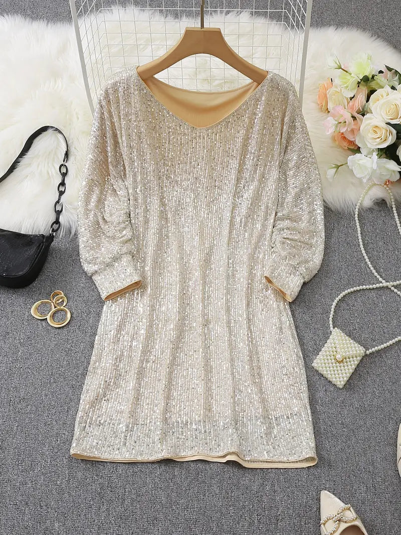 G shiny mini dress with one shoulder