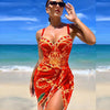 Avencea | Sexy One-Piece Push-Up Swimsuit with Chain Pattern and Beach Skirt
