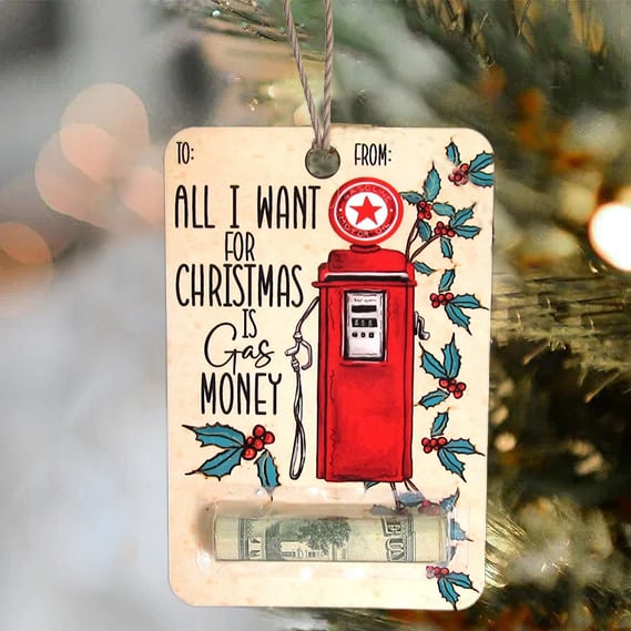 Christmas Money Holder Ornament | Wooden Hanging Decoration | Handcrafted Holiday Gift Surprise