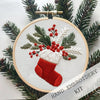 Christmas Embroidery Kit | Winter Snowy Village Pattern | Beginner Craft Set with Hoop & Threads