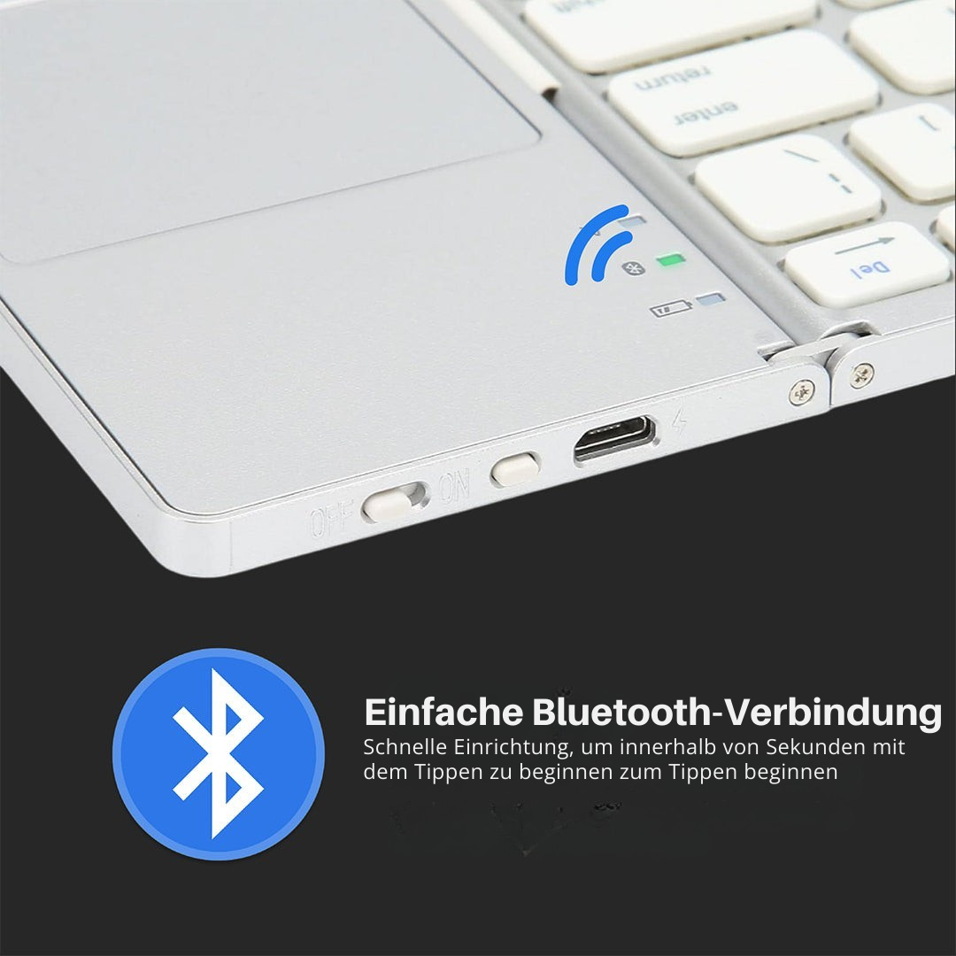 Foldable Bluetooth Keyboard with Touchpad | Portable Wireless Mini Keyboard for Windows, Mac, iOS & Android