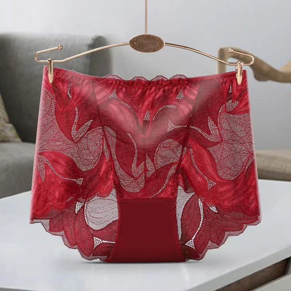 Women’s Mid-Waist Lace Panties | Seamless No-Show | Stretch Fit with Cotton Gusset