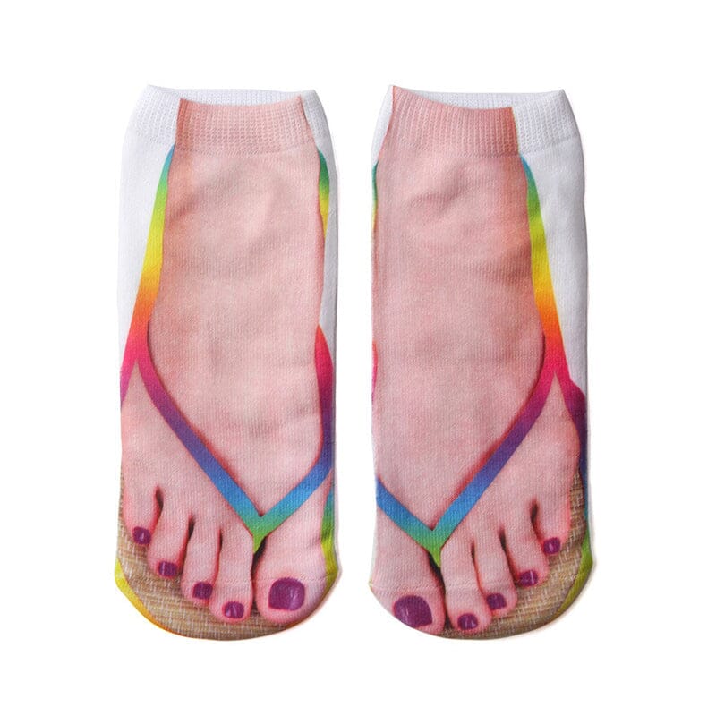 Women’s Crew Socks | Manicure Nail Art Print | Breathable Cotton Blend | Fashion Statement Daily Wear